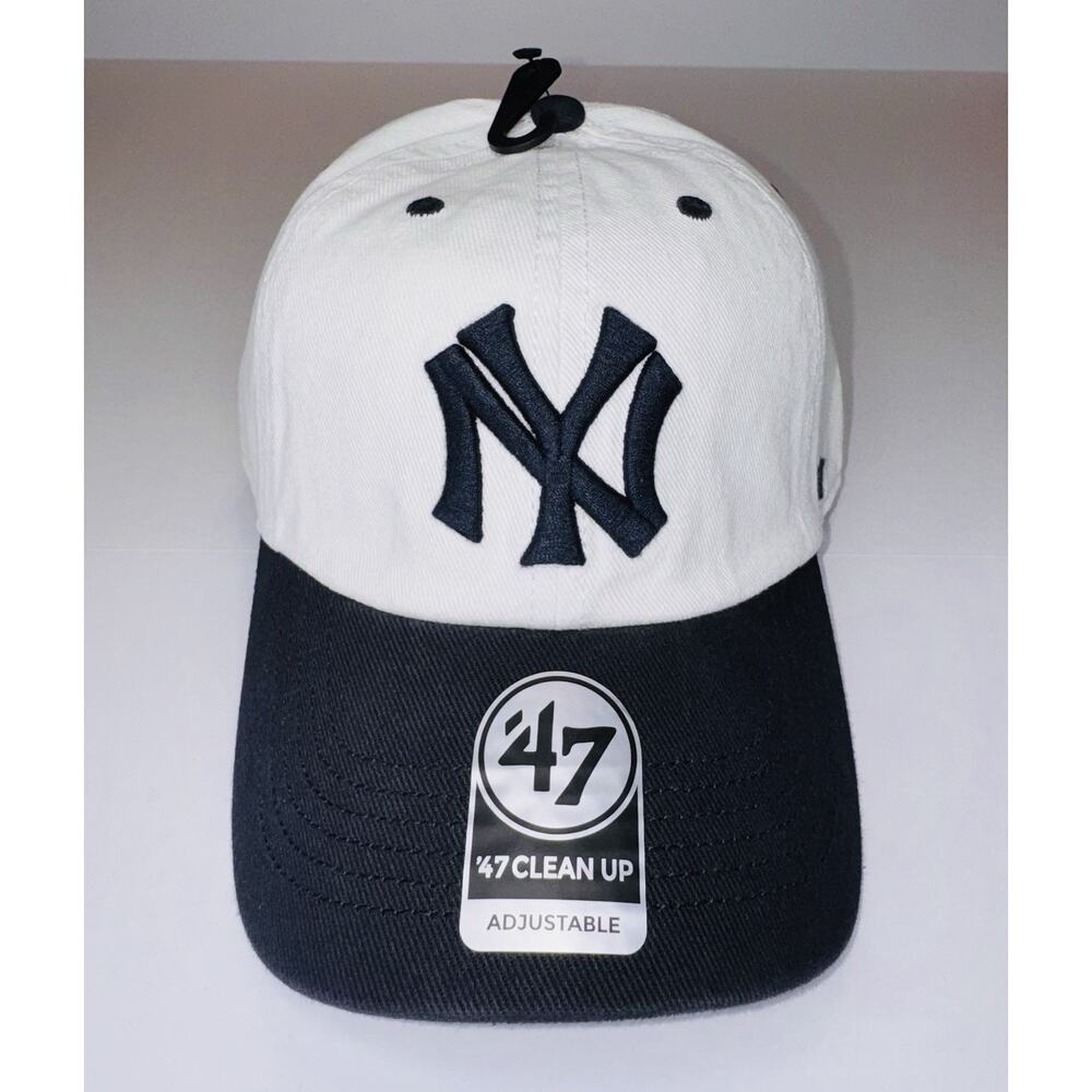 47 New York Yankees Clean Up Adjustable Hat White Navy MLB Cap NWT